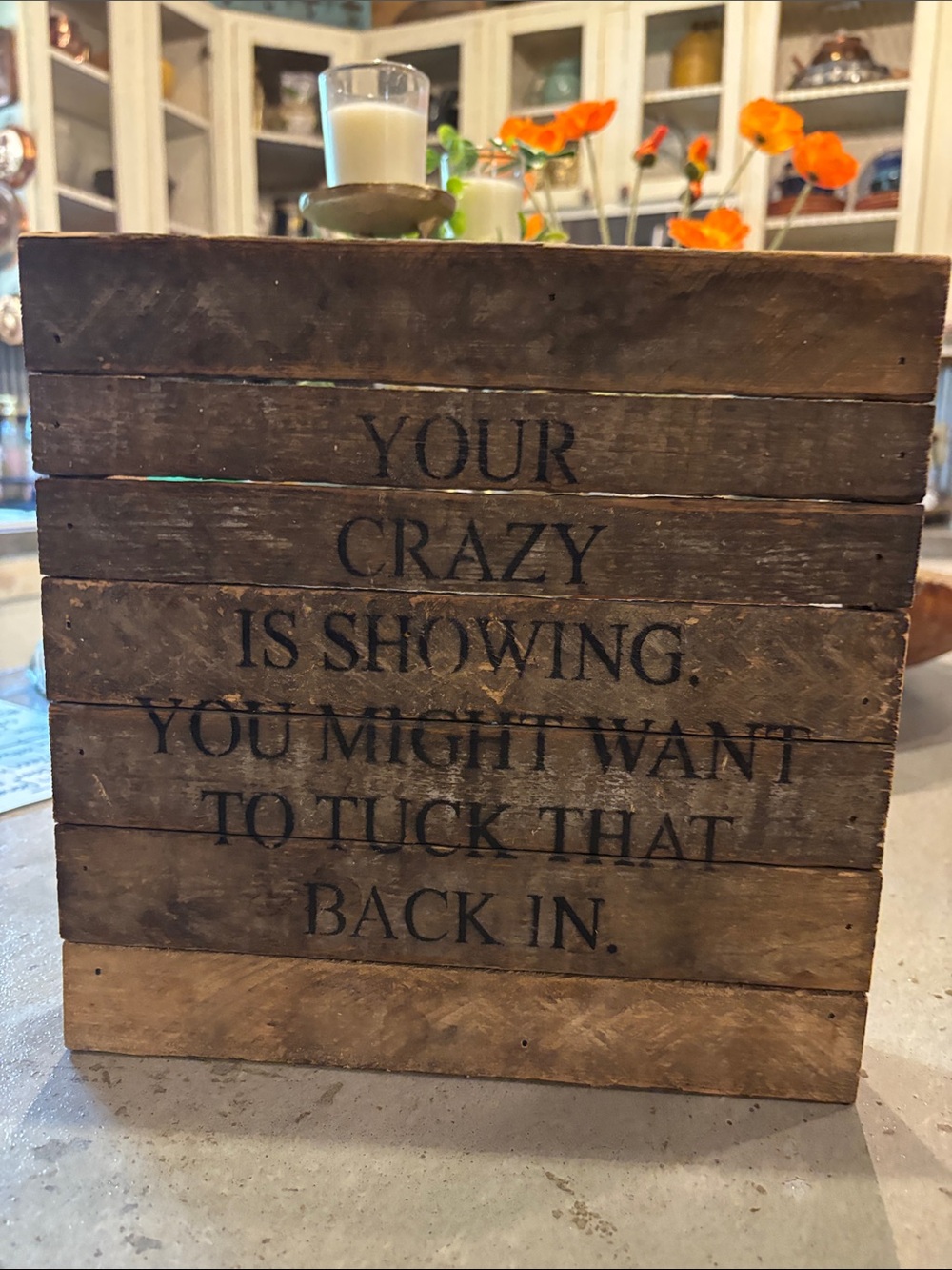 10*10 Rustic Wooden Quote Box Sign - Brown